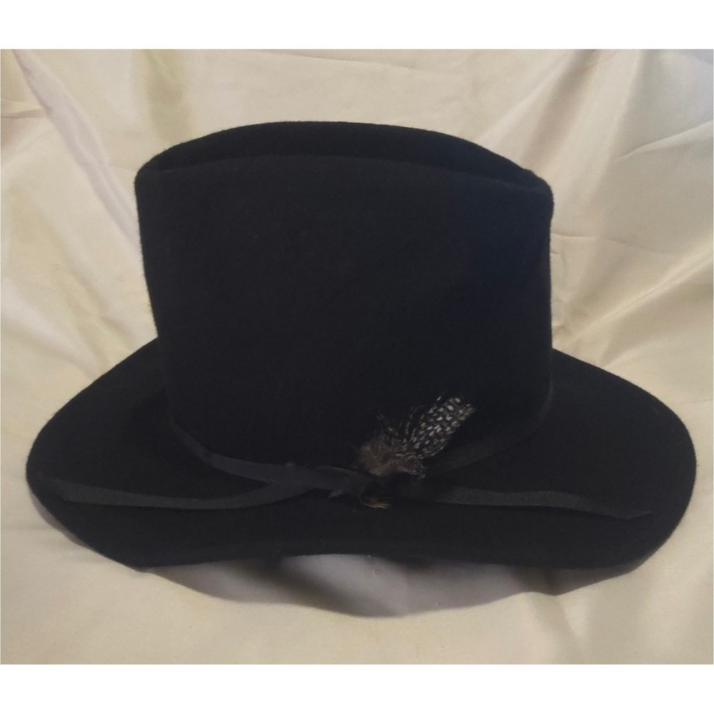 Rockmount Ranch Wear Black Wool Cowboy Hat Style 2002 Denver CO Feather Accent